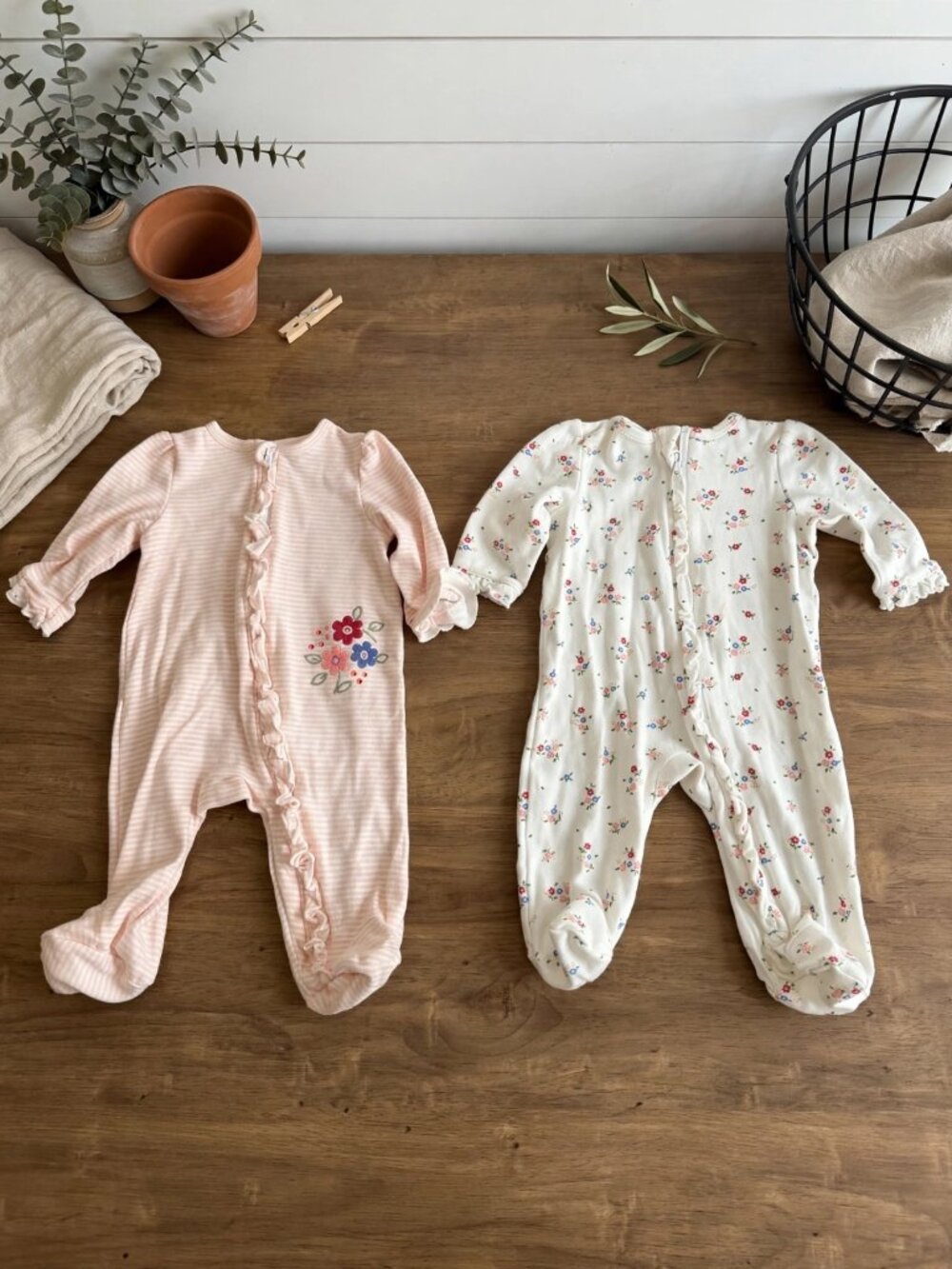 Little Me Baby Girl 3M Footed Sleepers
